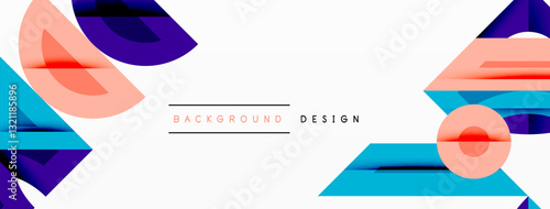 Abstract geometric background shapes forming a modern, symmetrical pattern. Bold contrast, smooth gradients, dynamic composition, futuristic style