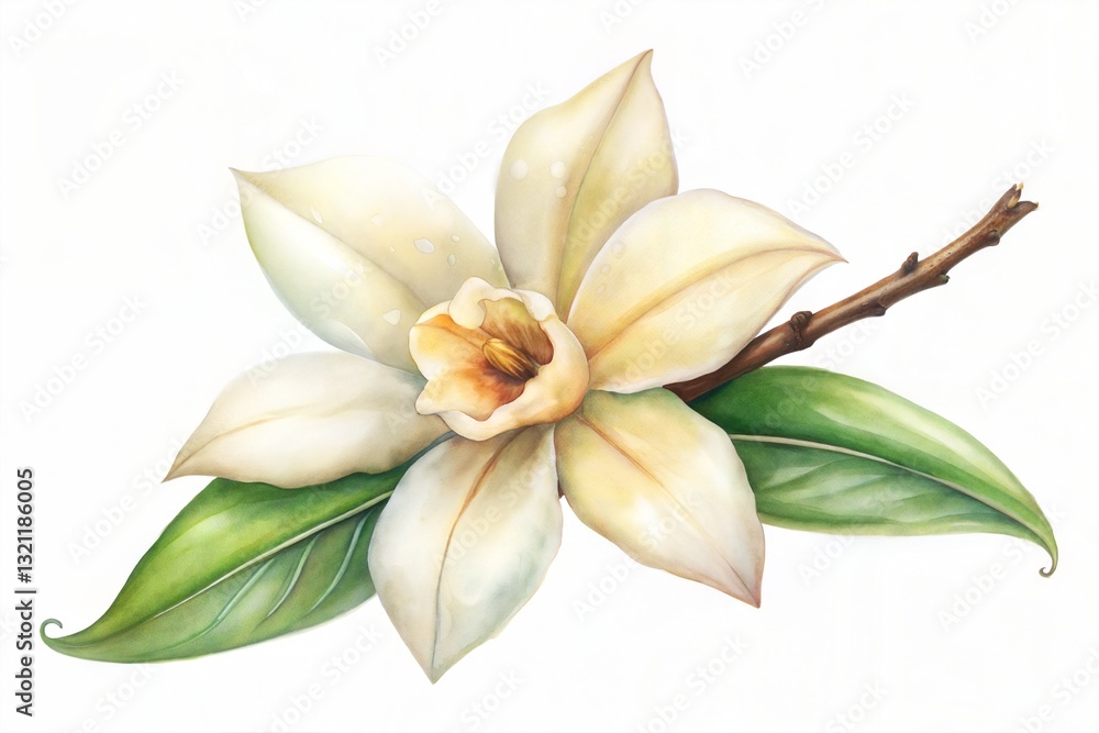 Obraz premium watercolor Vanilla flowers isolated on white background