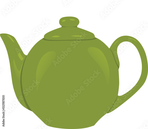 Green teapot isolated on white
