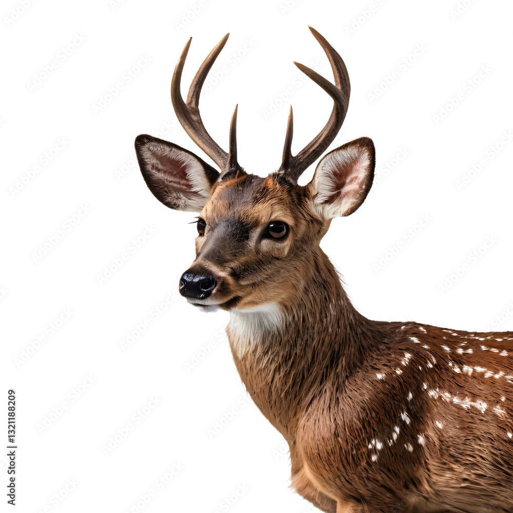 Fototapeta premium Deer with big horns on a transparent background