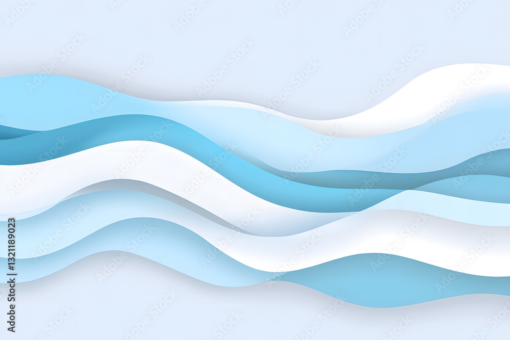 Fototapeta premium Abstract Blue Waves: Smooth, Serene, Calming Design