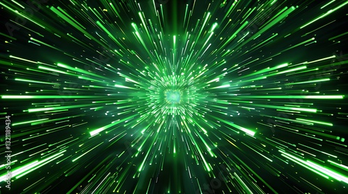 Vibrant Green Light Burst with Radiating Lines Creating a Dynamic and Energetic Background Effect