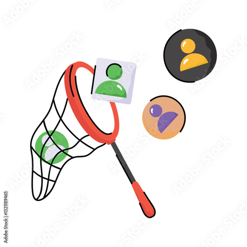 Here is a hand drawn icon of catching client with net