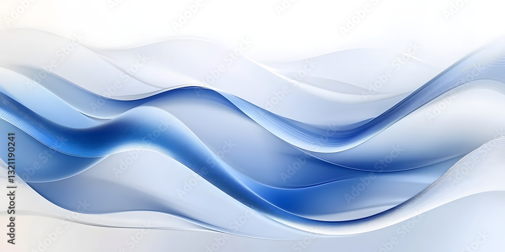 Obraz premium Abstract Blue Waves Flow Seamlessly, Creating a Calming Visual Design. Digital Art Background