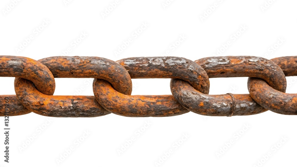 Closeup of old rusty iron chain links, corroded metal with brown-orange oxidation, strong industrial security concept, aged texture. Closeup of old rusty iron chain links, corroded metal with brown-orange oxidation, strong industrial security concept, aged texture.