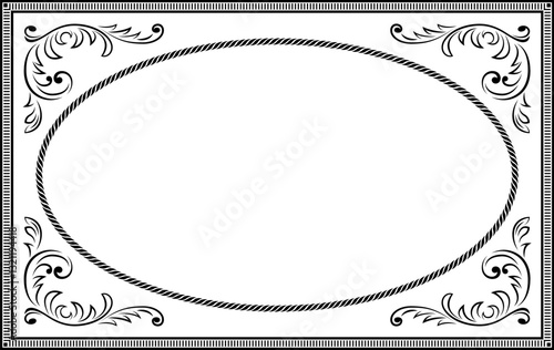 Decorative black rectangular framework. Card, book or album decoration.