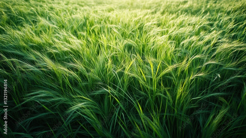 Lush Green Grass Field with Sunlight Creating a Serene and Tranquil Natural Landscape in the Morning Lush Green Grass Field with Sunlight Creating a Serene and Tranquil Natural Landscape in the Morning