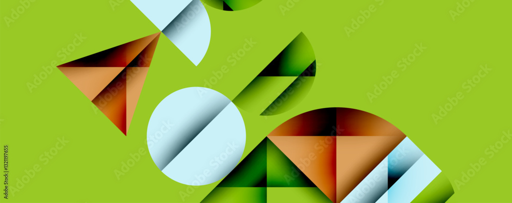 Obraz premium Minimal geometric abstract background. Circle square and triangle design