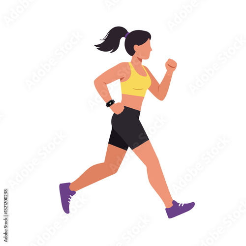 Active woman jogging in flat design style vector art