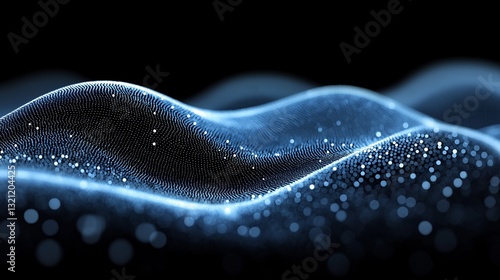 Abstract glowing blue wavy digital surface with soft lights