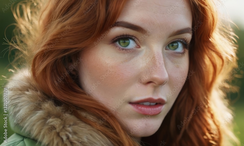 Close-up portrait of a beautiful young woman with green eyes. Close-up portrait of a beautiful young woman with green eyes.