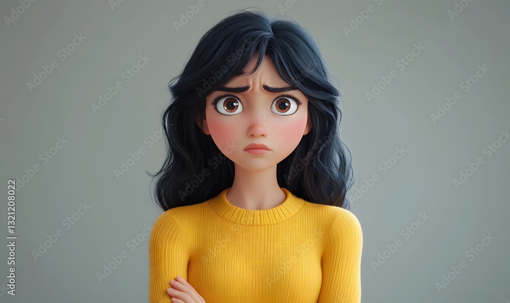 anxious woman looking at the camera with a frown. anxious woman looking at the camera with a frown.