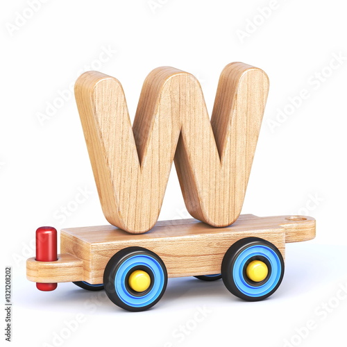 Obraz na płótnie Wooden toy train font Letter W 3D w salonie