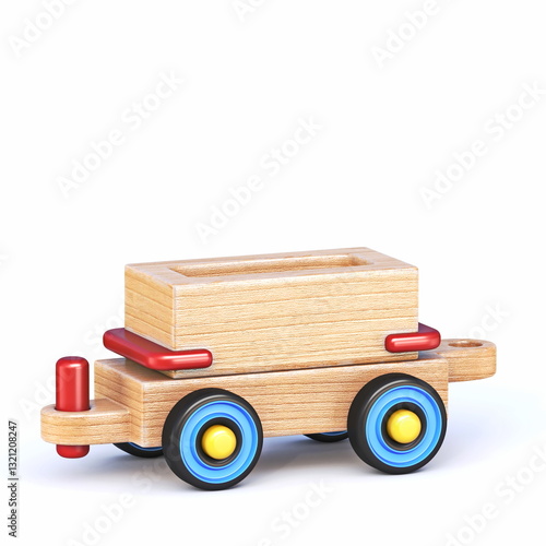 Obraz na płótnie Wooden toy train coal wagon 3D w salonie