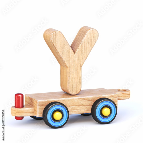 Obraz na płótnie Wooden toy train font Letter Y 3D w salonie