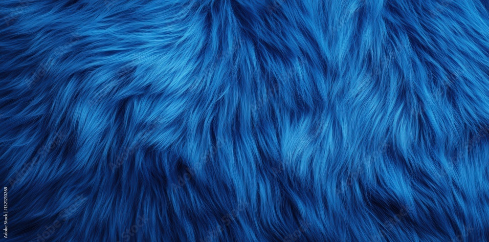 Fototapeta premium A vibrant blue fur texture showcasing soft, flowing strands, creating a rich visual depth and an inviting tactile quality.