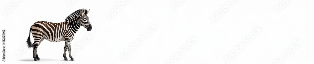 Fototapeta premium Striped zebra, isolated on pure white background , zoo animal, zebra