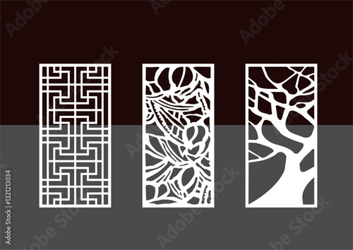 Kitchen and Hall Jali geometric CNC jaali pattern for laser cutting and interior designing vector graphics