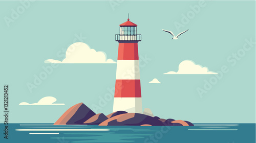 Lighthouse illustration. Navigation for sailors.