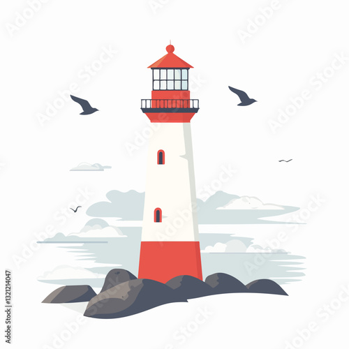 Lighthouse illustration. Navigation for sailors.