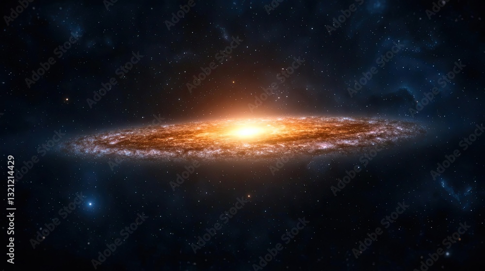 Obraz premium Dark sky idea. A stunning view of a galaxy with vibrant colors and swirling stars in the cosmos.