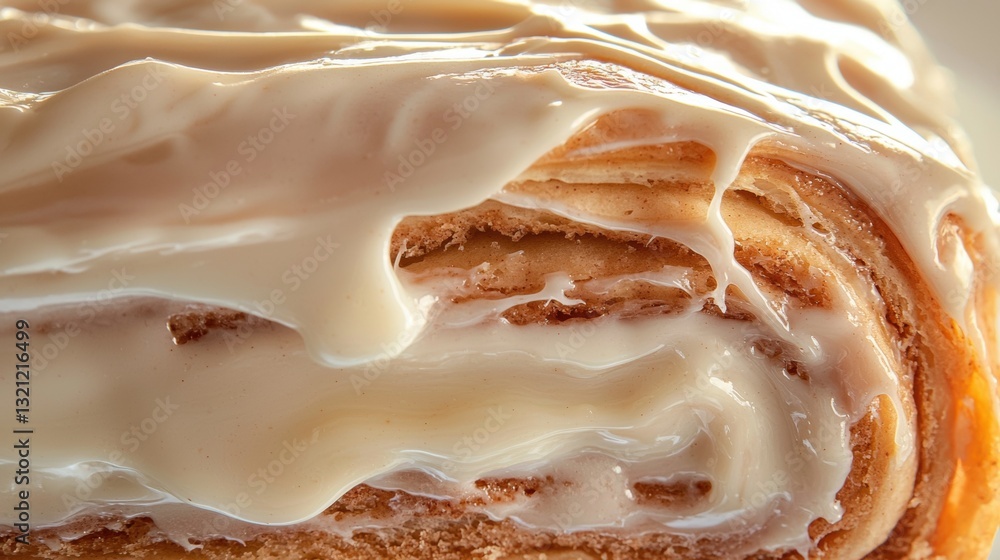 Close-up of a freshly baked cinnamon roll. the roll is golden brown in color and has a flaky texture. Close-up of a freshly baked cinnamon roll. the roll is golden brown in color and has a flaky texture.