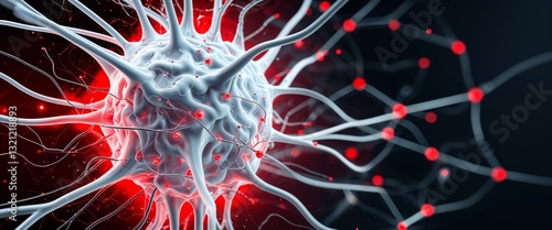 white neural network neuron connection red dark background motion and energy concept modern and futuristic digital abstract artwork background