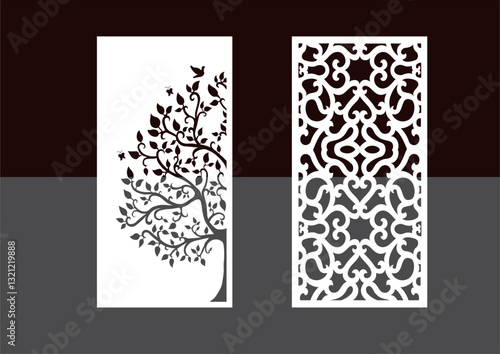 Kitchen and Hall Jali geometric CNC jaali pattern for laser cutting and interior designing vector graphics