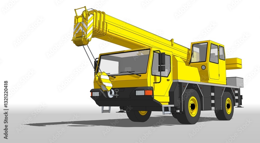 Naklejka premium crane on wheels 3d illustration