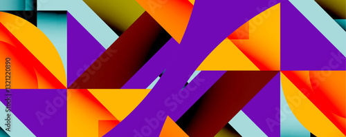 Abstract geometric composition with interlocking circular and angular shapes, featuring smooth gradients and sharp contrasts on a white background