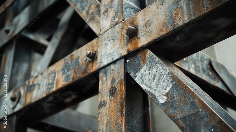 Rustic Steel Structure: Industrial Architecture Close-Up Rustic Steel Structure: Industrial Architecture Close-Up