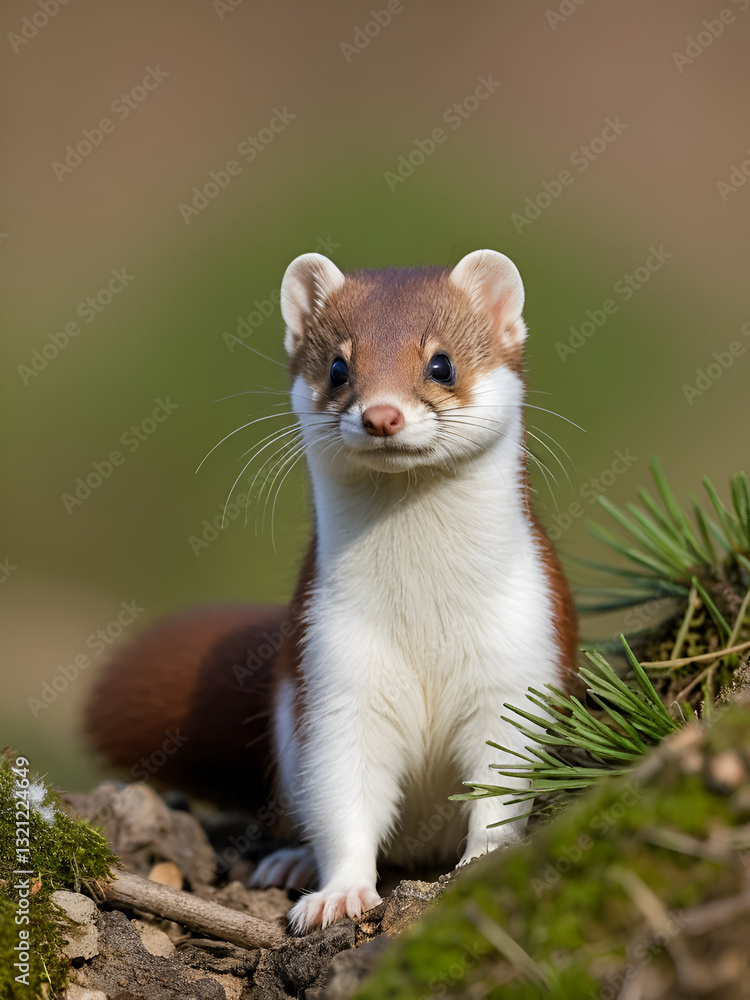 stoat (Mustela erminea),short-tailed weasel in the Winter Germany stoat (Mustela erminea),short-tailed weasel in the Winter Germany