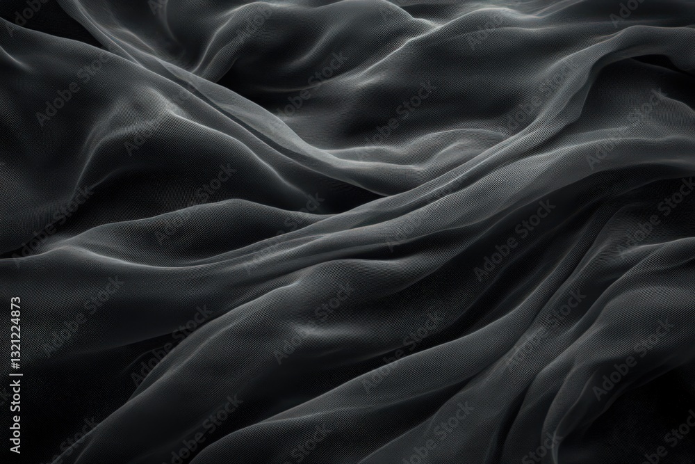 Obraz premium Abstract Dark Gray Fabric Texture with Flowing Wave Pattern