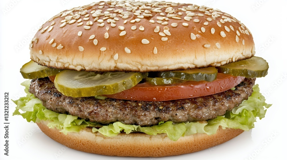 Classic Beef Burger with Fresh Tomato and Pickles Classic Beef Burger with Fresh Tomato and Pickles