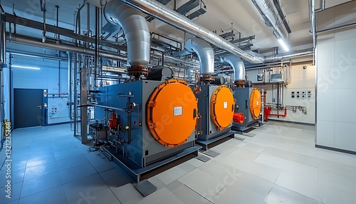 Wallpaper Mural Industrial boiler room with two large boilers and extensive piping. Torontodigital.ca