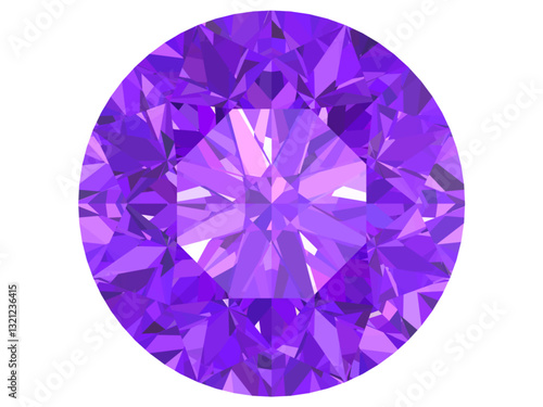 Purple faceted round gemstones of Amethyst, Tanzanite, Spinel, Purple diamond, purple garnet