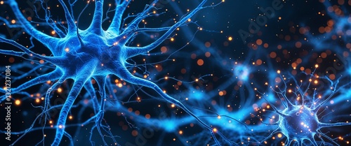 blue neural network neuron connection cyan dark background motion and energy concept modern and futuristic digital abstract artwork background