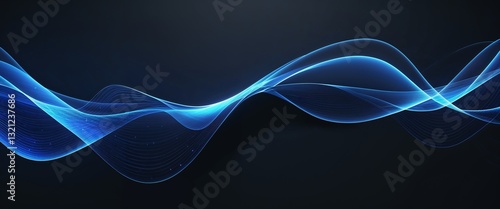 blue wave curve light rays on black dark background motion and energy concept modern and futuristic digital abstract artwork background