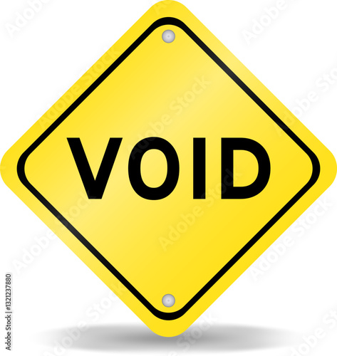 Yellow color transportation sign with word void on white background