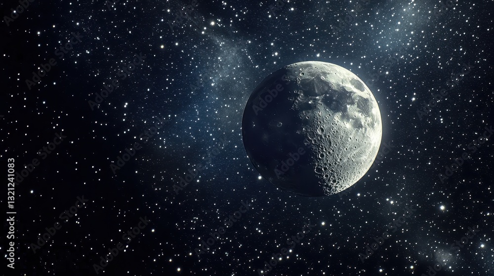 Fototapeta premium Majestic Moon in Starry Night Sky