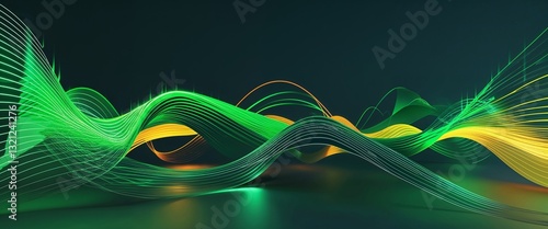 green wave curve light rays on colorful dark background motion and energy concept modern and futuristic digital abstract artwork background