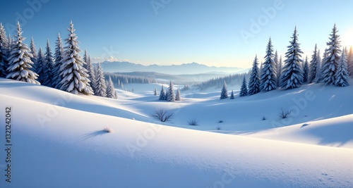 Wallpaper Mural Serene winter landscape with rolling snow-covered hills under clear sky, winter landscape with snow Torontodigital.ca