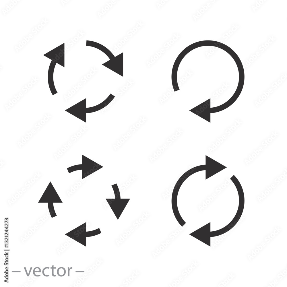circular recycle, arrows icon set, refresh and reset,move forward, conversion flat vector illustration circular recycle, arrows icon set, refresh and reset,move forward, conversion flat vector illustration