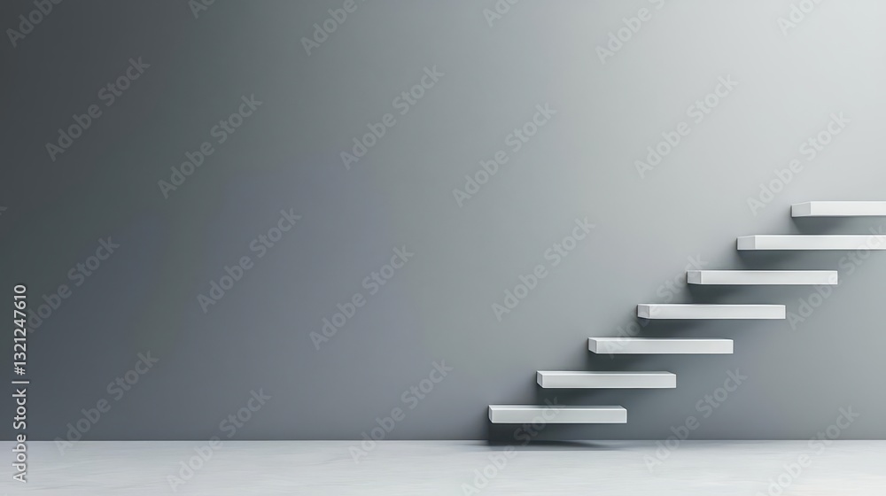 Obraz premium Minimalist corporate ladder concept with floating steps leading upward