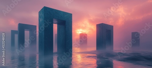 Wallpaper Mural Surreal coastal dreams blue portals amidst a tranquil tide pool Torontodigital.ca