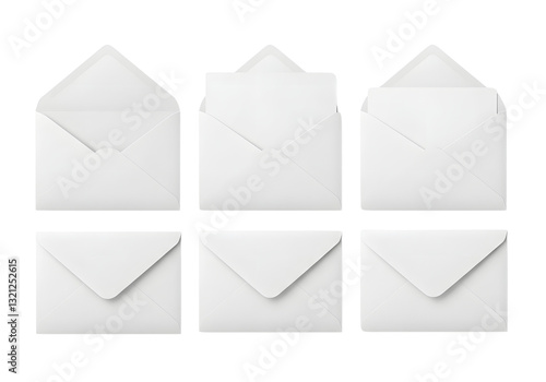 White Envelopes on Transparent Background Grouped for Business or Personal Use