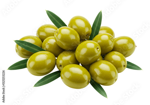 Wallpaper Mural Heap of fresh green olives with leaves against a Transparent Background Torontodigital.ca