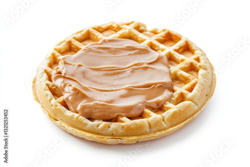 Food photography a Peanut butter waffle top view isolated on a white