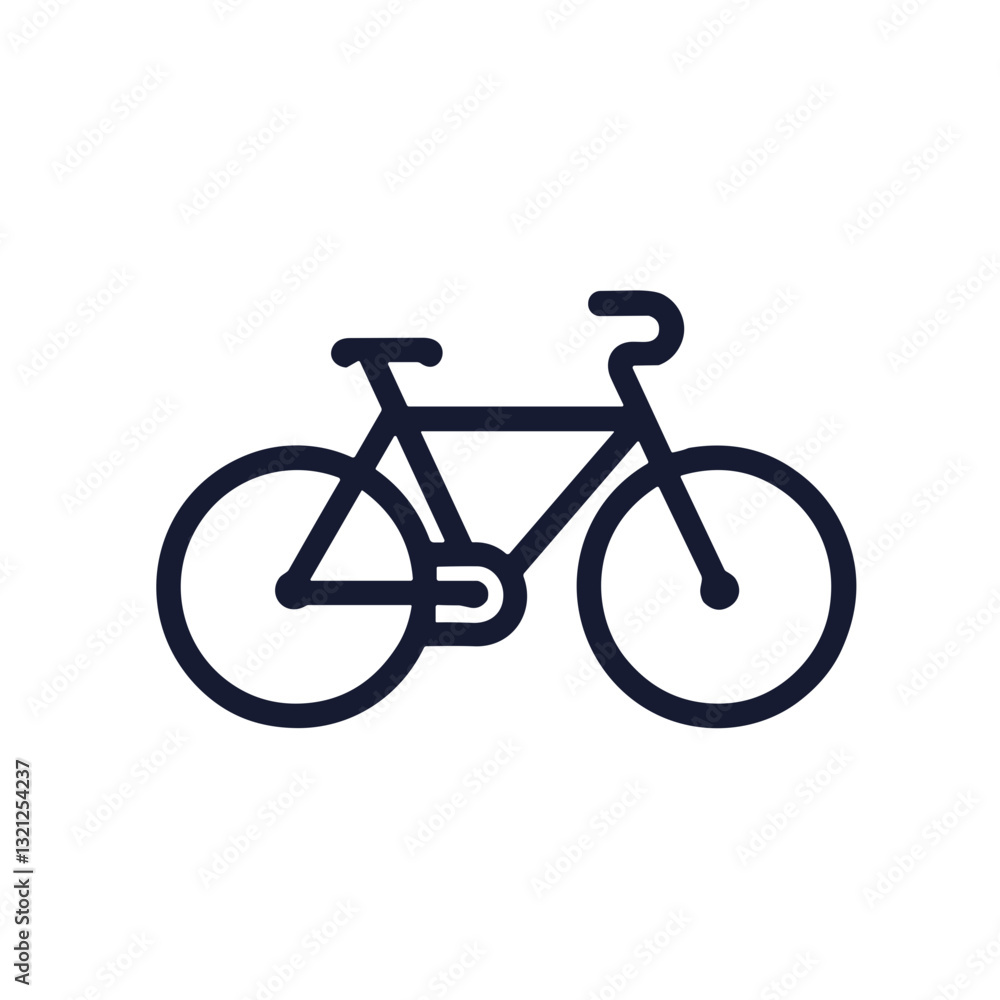Bicycle icon with simple design in bold outline showcasing a two-wheeled vehicle Bicycle icon with simple design in bold outline showcasing a two-wheeled vehicle