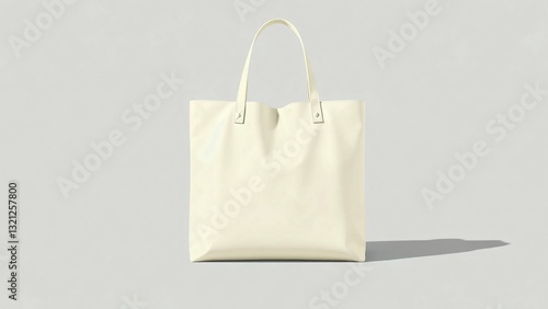 Cream colour tote bag mock up with grey background